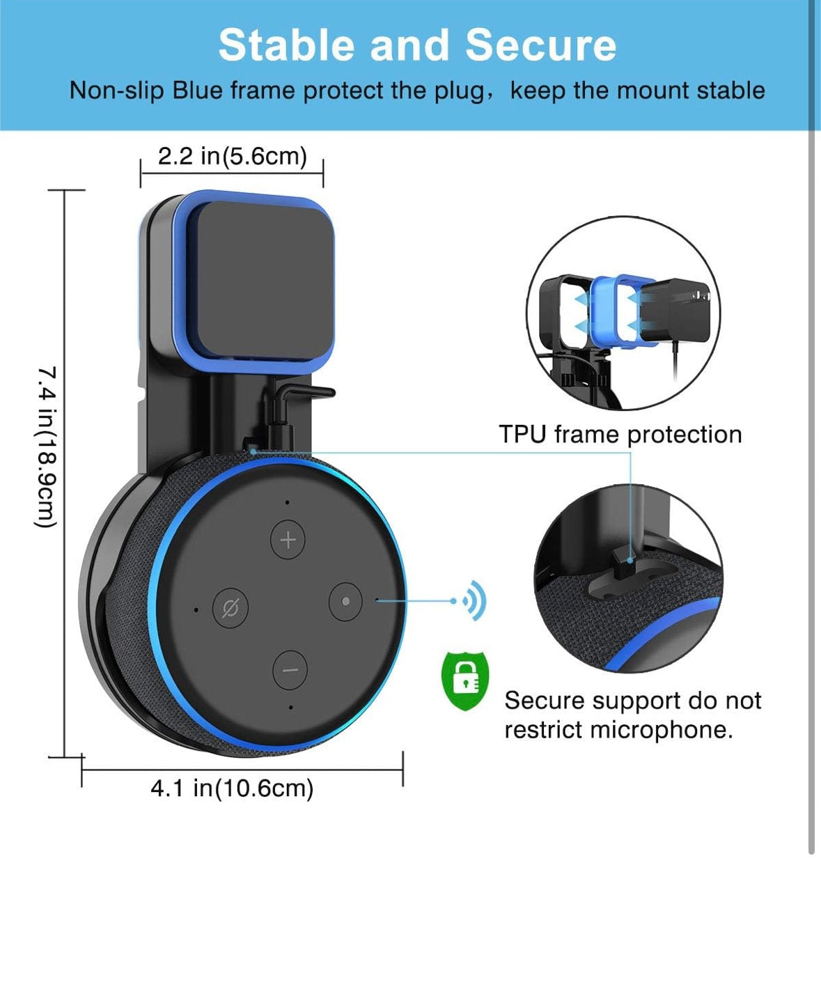 Wandhalterung für Alexa Dot (3. Generation) mit integriertem Kabelmanagement